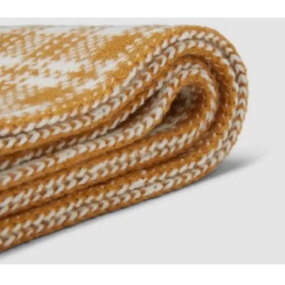Timberland Buffalo Cozy Plaid Rust Orange Cream Knit Scarf Unisex